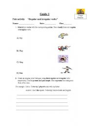 English worksheet: Regular and irregular verbs