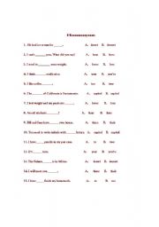 English worksheet: Homonyms