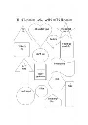 English worksheet: likes & dislikes