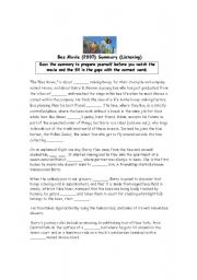 English Worksheet: Bee Movie Summary gapfill to be used for listening 