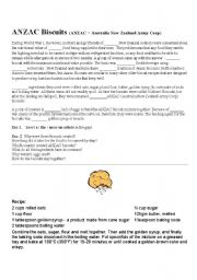 English Worksheet: Australia New Zealand Anzac biscuits