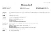 English worksheet: lesson plan 