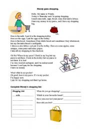 English Worksheet: Wendy goes shopping