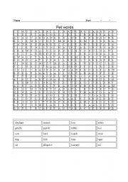 English worksheet: Pet words 