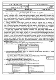 English Worksheet: THE SIGNIFICANCE OF SCIENCE IN SOCIETY  (Author-Bouabdellah)