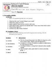 English Worksheet: Racism And Human Rights (Author-Bouabdellah)