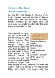 English Worksheet: The History of Ice Cream