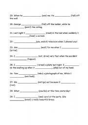 English worksheet: Put the verb into the past continuous or past simple(part3)