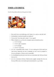 English Worksheet: Food and Drink (speaking)