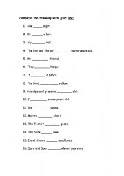 English worksheet: Complete the following with is or are