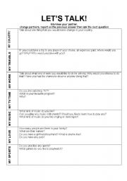 English Worksheet: Lets Talk!