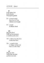 English worksheet: AT, ON, IN (place)