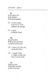 English Worksheet: AT, ON, IN (place)