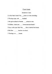 English Worksheet: Genetives Case