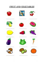 English worksheet: FRUIT AND VEGETABLES