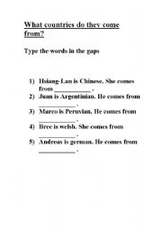 English Worksheet: Countries