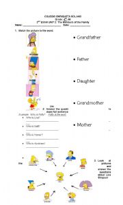 English Worksheet: Exam about with The Simpsons Family