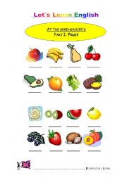 English Worksheet: At the greengrocers. Part 1: Fruit