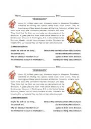 English Worksheet: Dinosaurs