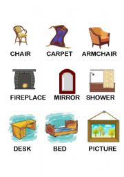 English Worksheet: Furniture Bingo, cards