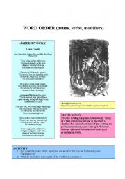 English Worksheet: WORD ORDER (nouns, verbs, modifiers) 