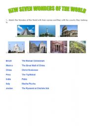 English Worksheet: The new seven wonders of the world