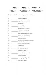 English Worksheet: Question words