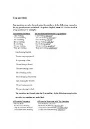 English worksheet: Tag questions