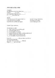 English worksheet: Just like a pill- Pink
