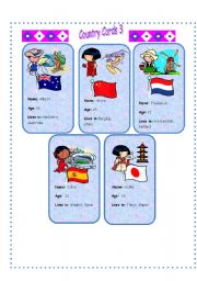 English Worksheet: Country cards 3