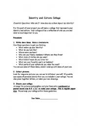 English Worksheet: Identity and Culture Collage 