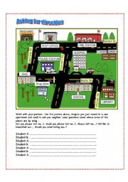 English Worksheet: neighborhood asking for direction