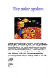 English Worksheet: the solar system
