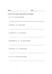 English worksheet: A Simple (Is, Are, Am) Worksheet - Part II