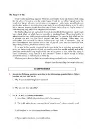 English Worksheet: EXAM ON DIETS