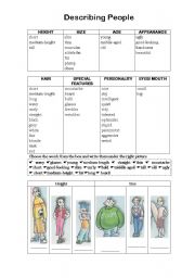 English Worksheet: Describing people- part one