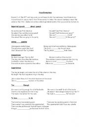 English Worksheet: Common PET  Transformations 