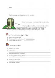 English worksheet: home