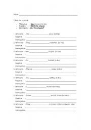 English Worksheet: to like