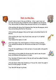 English worksheet: Visit to the zoo