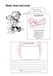 English Worksheet: Read, draw and write