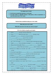 English Worksheet: Past time. Past Simple.