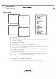 English worksheet: routines - time expressions