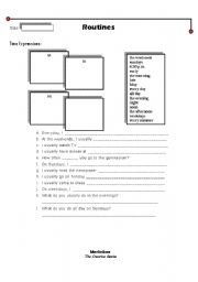 English Worksheet: routines - time expressions