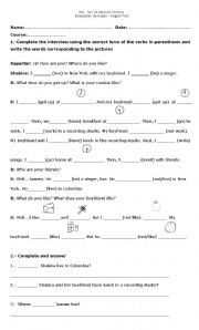 English Worksheet: simple present and  time test