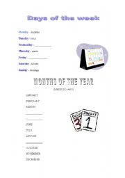 English worksheet: Days and months
