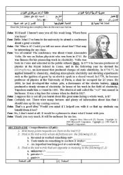 English Worksheet: Count Alessandro Volta (Author-Bouabdellah)