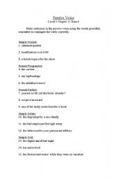 English worksheet: Passive Voice in Various Tenses