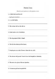 English Worksheet: Active to Passive