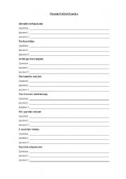 English worksheet: Questions and Answers with the Present Perfect